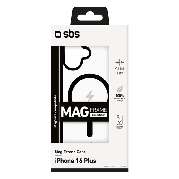 Custodia Mag Frame con MagSafe per iPhone 16 Plus, Black, SBS