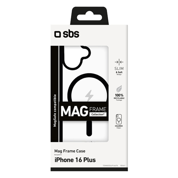 Custodia Mag Frame con MagSafe per iPhone 16 Plus, Black, SBS