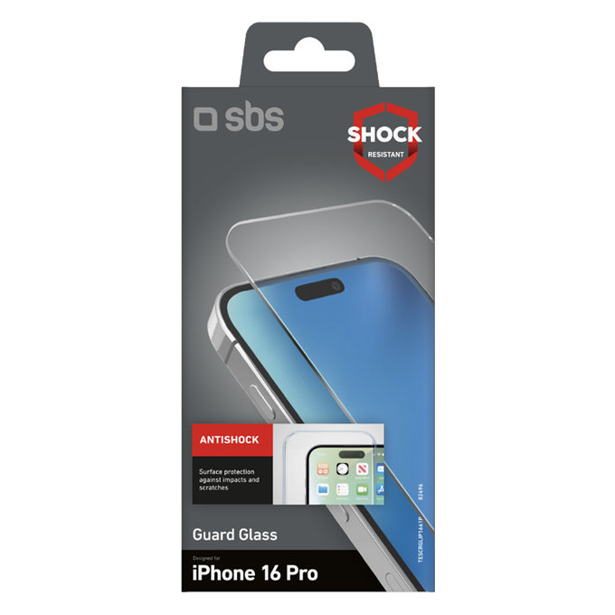 Vetro temperato Guard Glass per iPhone 16 Pro, Transparent, SBS