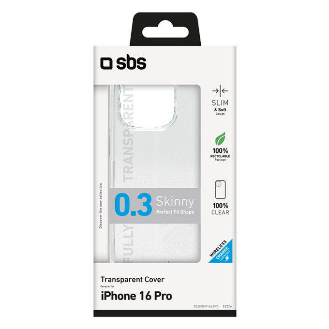 Custodia Skinny per iPhone 16 Pro, Transparent, SBS