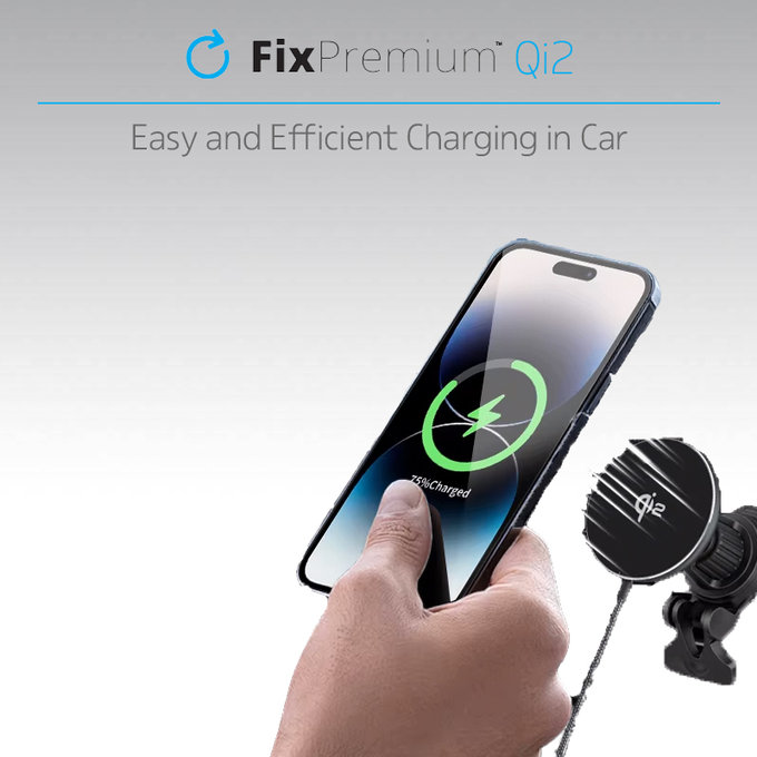 Caricatore da auto MagSafe con Qi2, Black, FixPremium
