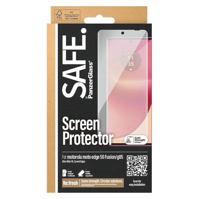 Vetro temperato UWF per Motorola Moto G85 5G/Edge 50 Fusion, Nero, SAFE by PanzerGlass