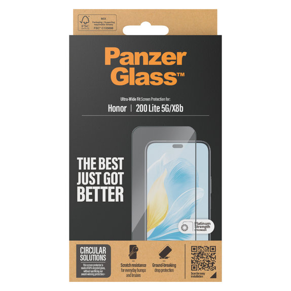Vetro temperato UWF per Honor 200 Lite, Nero, PanzerGlass