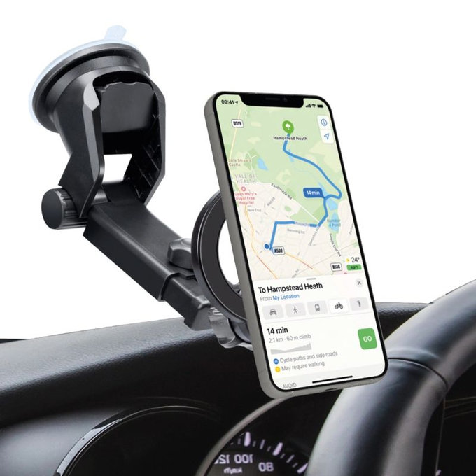Supporto auto Circle Mag con braccio telescopico MagSafe, Black, SBS