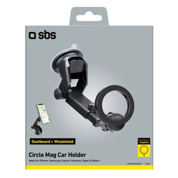 Supporto auto Circle Mag con braccio telescopico MagSafe, Black, SBS