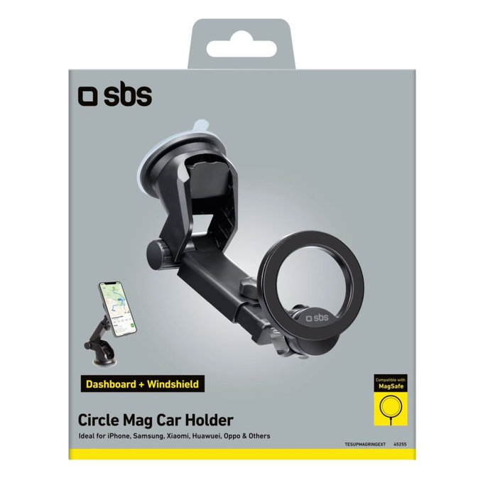 Supporto auto Circle Mag con braccio telescopico MagSafe, Black, SBS