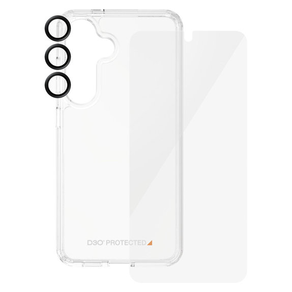 Bundle Hoops + Vetro temperato UWF + Hard Case D3O per Samsung Galaxy S24, PanzerGlass
