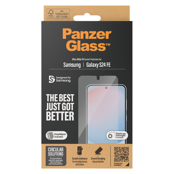 Vetro temperato UWF con applicatore per Samsung Galaxy S24 FE, Trasparente, PanzerGlass