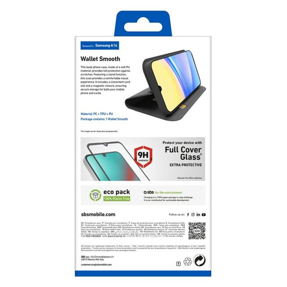 Custodia Book Wallet Smooth per Samsung A16, Black, SBS