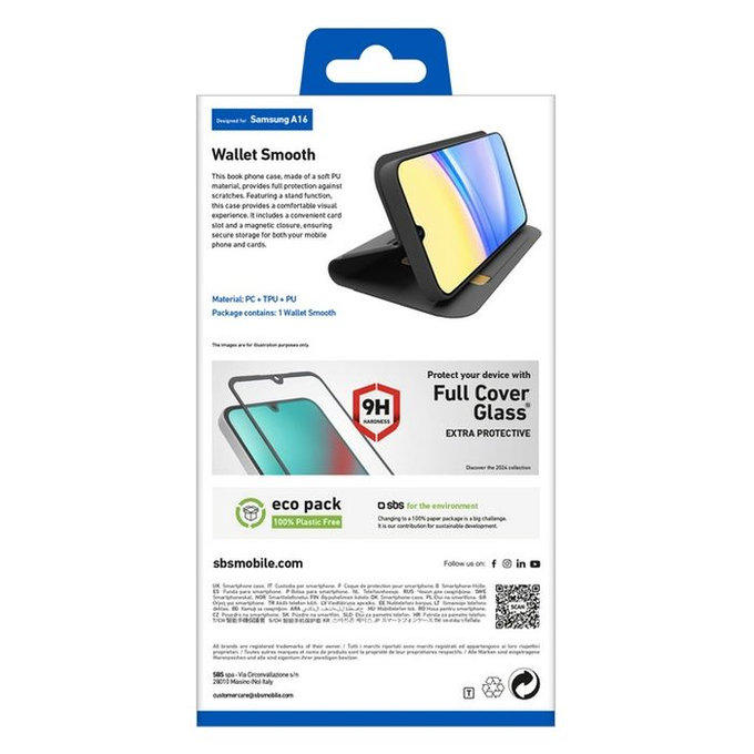Custodia Book Wallet Smooth per Samsung A16, Black, SBS