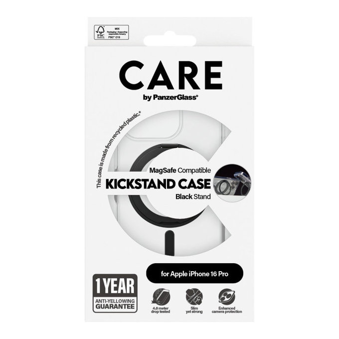 Cover Kickstand con MagSafe per iPhone 16 Pro, Nero, CARE