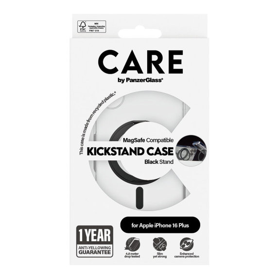 Cover Kickstand con MagSafe per iPhone 16 Plus, Nero, CARE