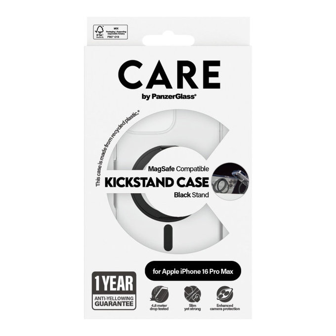 Cover Kickstand con MagSafe per iPhone 16 Pro Max, Nero, CARE