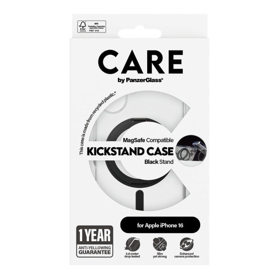 Cover Kickstand con MagSafe per iPhone 16, Nero, CARE