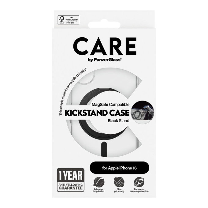Cover Kickstand con MagSafe per iPhone 16, Nero, CARE