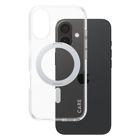 Cover Kickstand con MagSafe per iPhone 16, Argento, CARE
