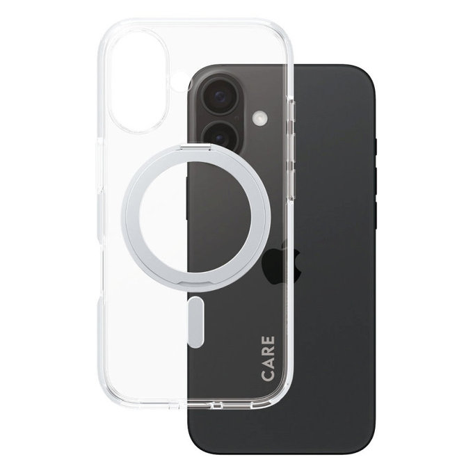 Cover Kickstand con MagSafe per iPhone 16, Argento, CARE