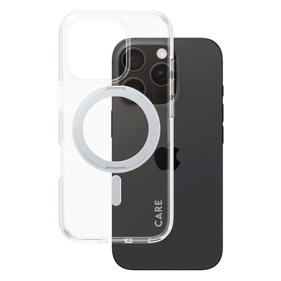 Cover Kickstand con MagSafe per iPhone 16 Pro, Argento, CARE