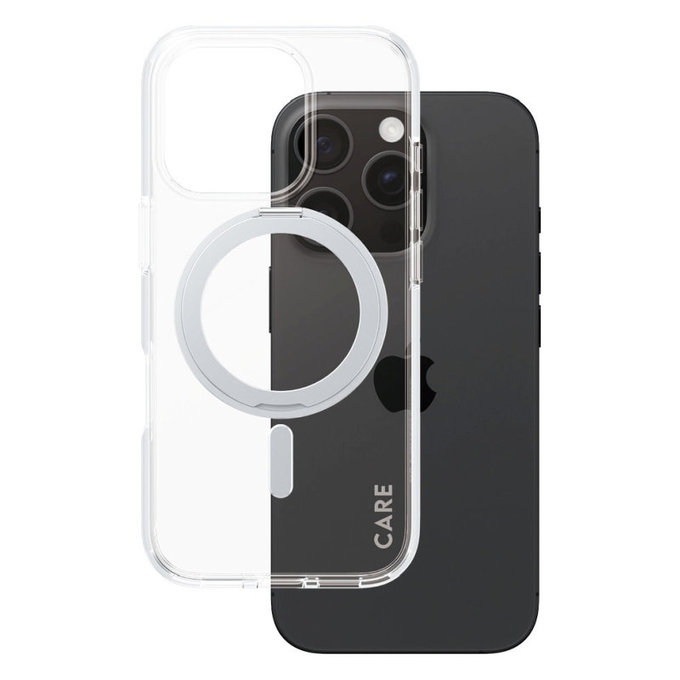 Cover Kickstand con MagSafe per iPhone 16 Pro, Argento, CARE
