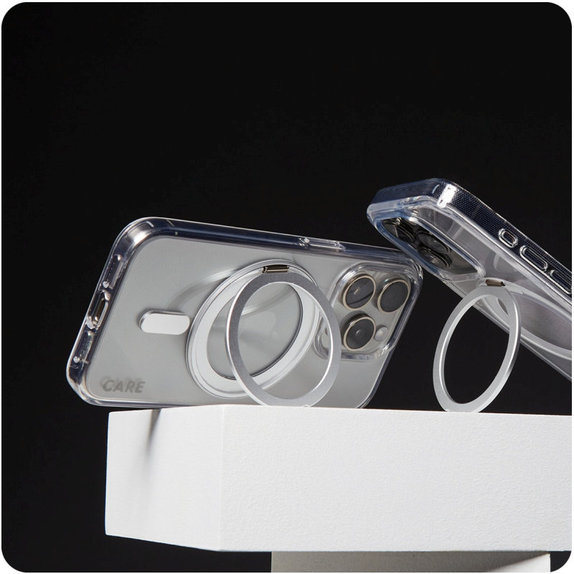 Cover Kickstand con MagSafe per iPhone 16 Plus, Argento, CARE