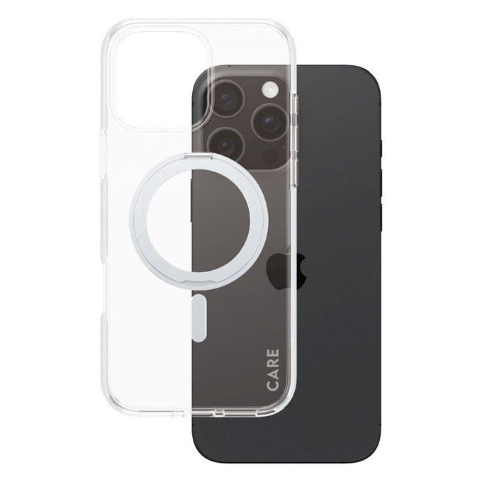 Cover Kickstand con MagSafe per iPhone 16 Pro Max, Argento, CARE