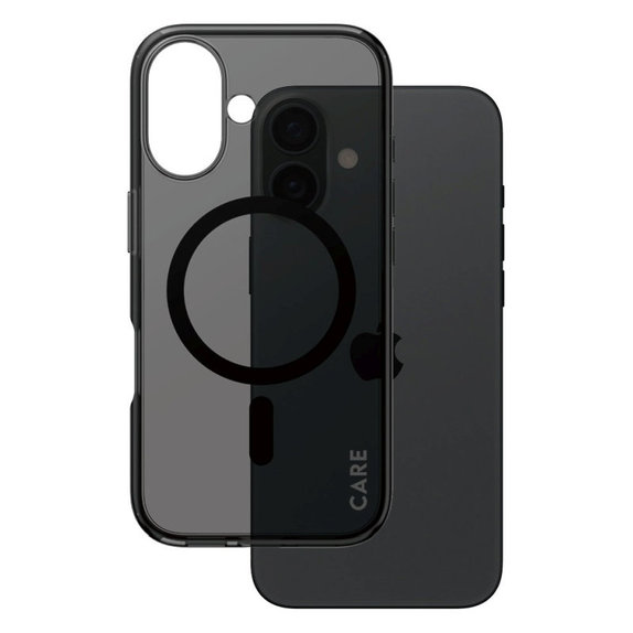 Cover Smokey con MagSafe per iPhone 16, Nero, CARE