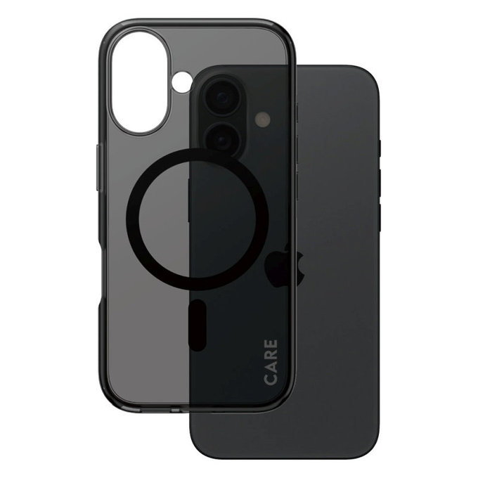 Cover Smokey con MagSafe per iPhone 16, Nero, CARE
