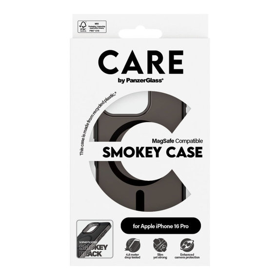Cover Smokey con MagSafe per iPhone 16 Pro, Nero, CARE