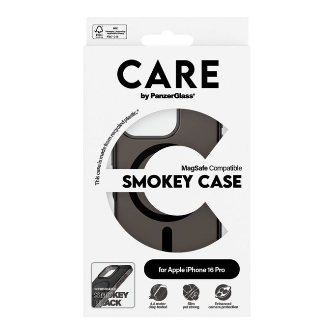 Cover Smokey con MagSafe per iPhone 16 Pro, Nero, CARE