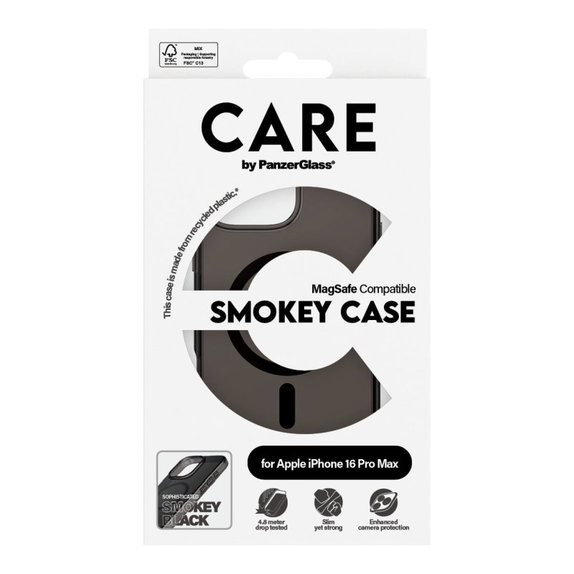 Cover Smokey con MagSafe per iPhone 16 Pro Max, Nero, CARE