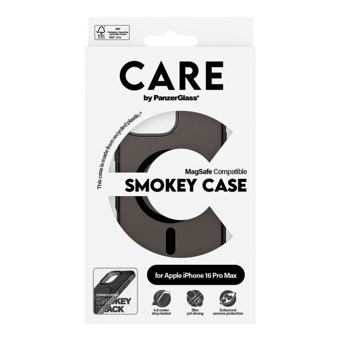 Cover Smokey con MagSafe per iPhone 16 Pro Max, Nero, CARE