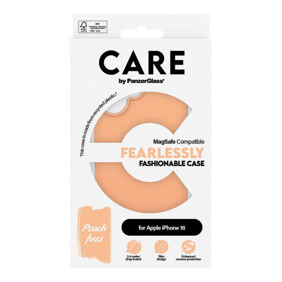 Cover Fearlessly con MagSafe per iPhone 16, Peachy, CARE