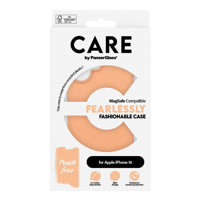 Cover Fearlessly con MagSafe per iPhone 16, Peachy, CARE