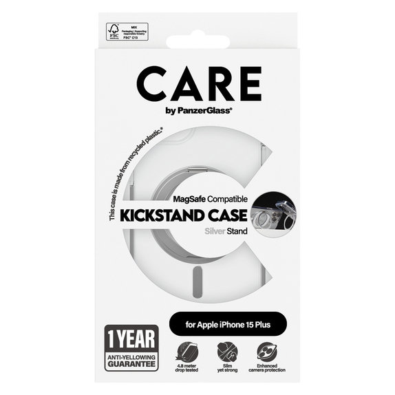 Custodia Kickstand con MagSAFE by PanzerGlass per iPhone 15 Pro Max, Argento, PanzerGlass