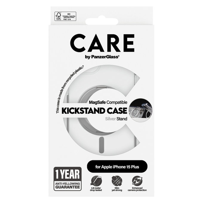 Custodia Kickstand con MagSAFE by PanzerGlass per iPhone 15 Pro Max, Argento, PanzerGlass