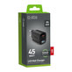 Adattatore da viaggio LCD USB-C, GaN, 45 W PD, nero, SBS