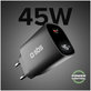 Adattatore da viaggio LCD USB-C, GaN, 45 W PD, nero, SBS