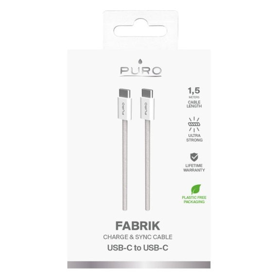 Cavo USB-C a USB-C 60W FABK4 1,5 m, Sandshell, PURO