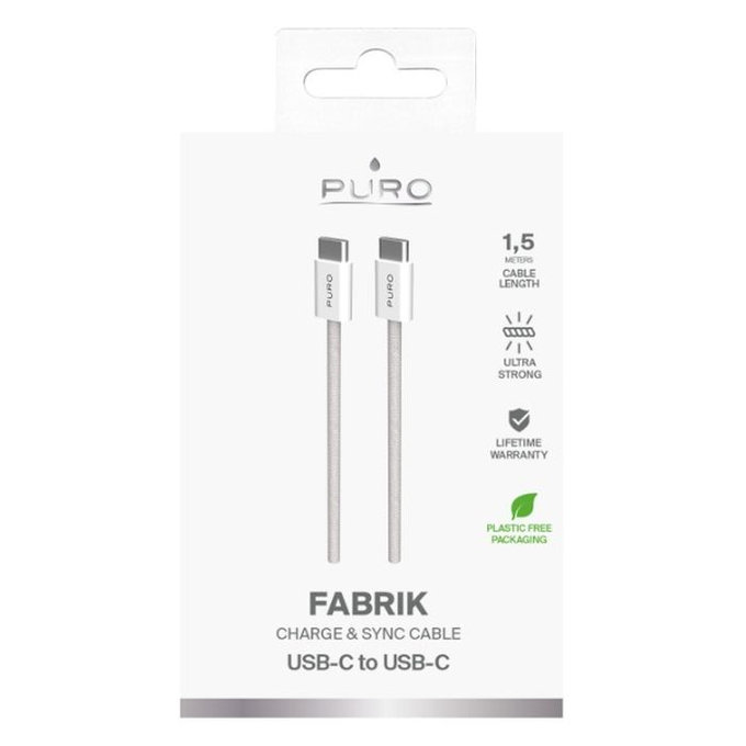 Cavo USB-C a USB-C 60W FABK4 1,5 m, Sandshell, PURO