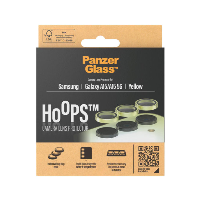 Protezione lente fotocamera Hoops per Samsung A15/A15 5G, Giallo, PanzerGlass