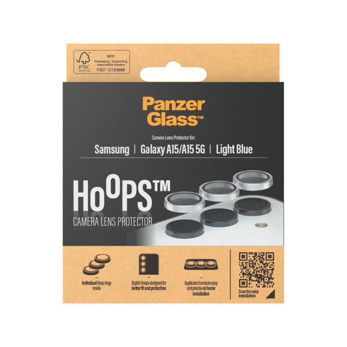 Protezione lente fotocamera Hoops per Samsung A15/A15 5G, Azzurro, PanzerGlass