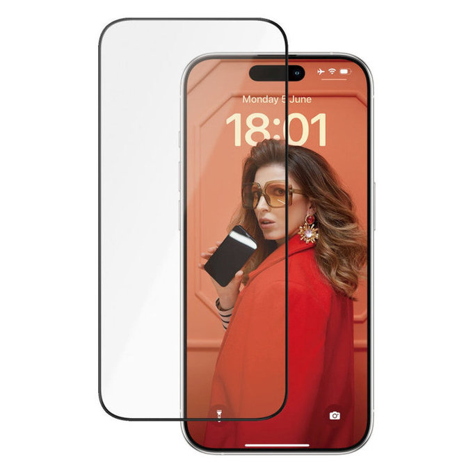 Vetro temperato UWF Ceramic con applicatore per iPhone 15 Pro, Nero, PanzerGlass
