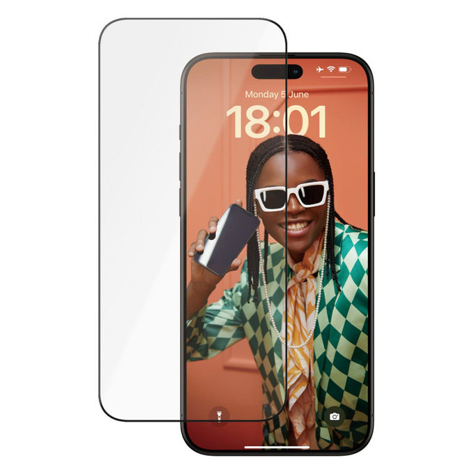 Vetro temperato UWF Ceramic con applicatore per iPhone 15 Pro Max, Nero, PanzerGlass