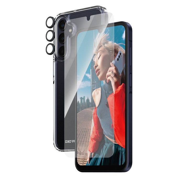 Bundle Hoops + Vetro temperato UWF + Hard Case D3O per Samsung Galaxy A25 5G, Trasparente, PanzerGlass