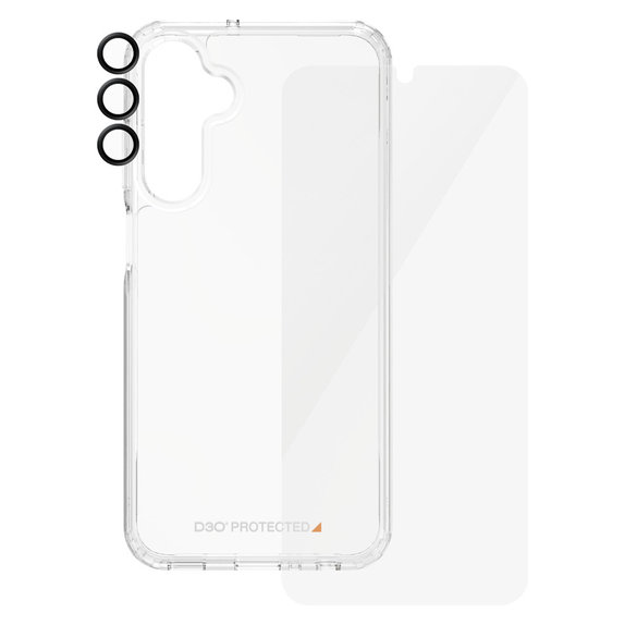 Bundle Hoops + Vetro temperato UWF + Hard Case D3O per Samsung Galaxy A25 5G, Trasparente, PanzerGlass