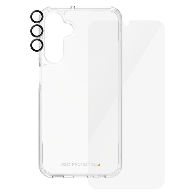 Bundle Hoops + Vetro temperato UWF + Hard Case D3O per Samsung Galaxy A25 5G, Trasparente, PanzerGlass