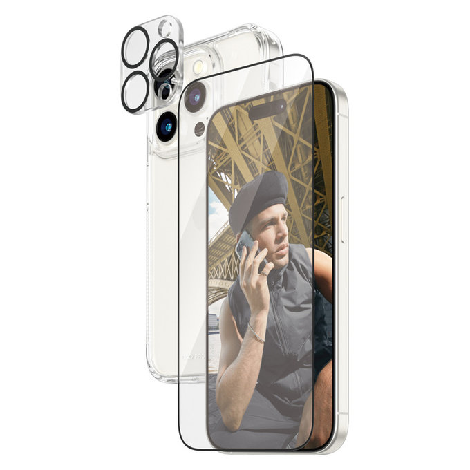 Bundle PicturePerfect + Vetro temperato UWF + Hard Case D3O per iPhone 15 Pro, PanzerGlass