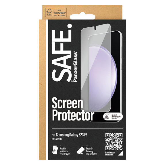 Vetro temperato UWF per Samsung Galaxy S23 FE, Nero, SAFE by PanzerGlass