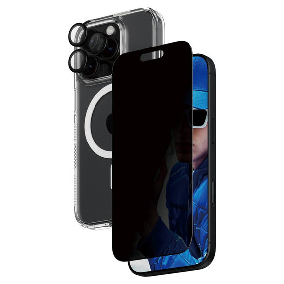 Bundle Hoops + Vetro temperato UWF + Hard Case per iPhone 16 Pro, PanzerGlass