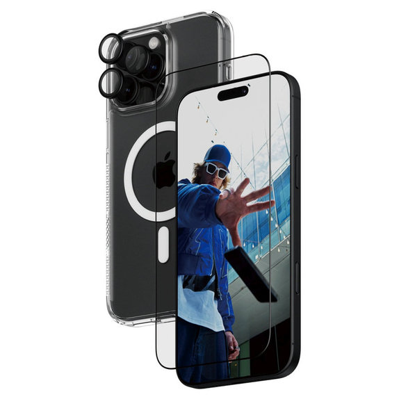 Bundle Hoops + Vetro temperato UWF + Hard Case per iPhone 16 Pro Max, PanzerGlass